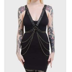 Killstar Punk Goth Devil Energy Pentagram Harness Chain Black Belt XS S NWT
